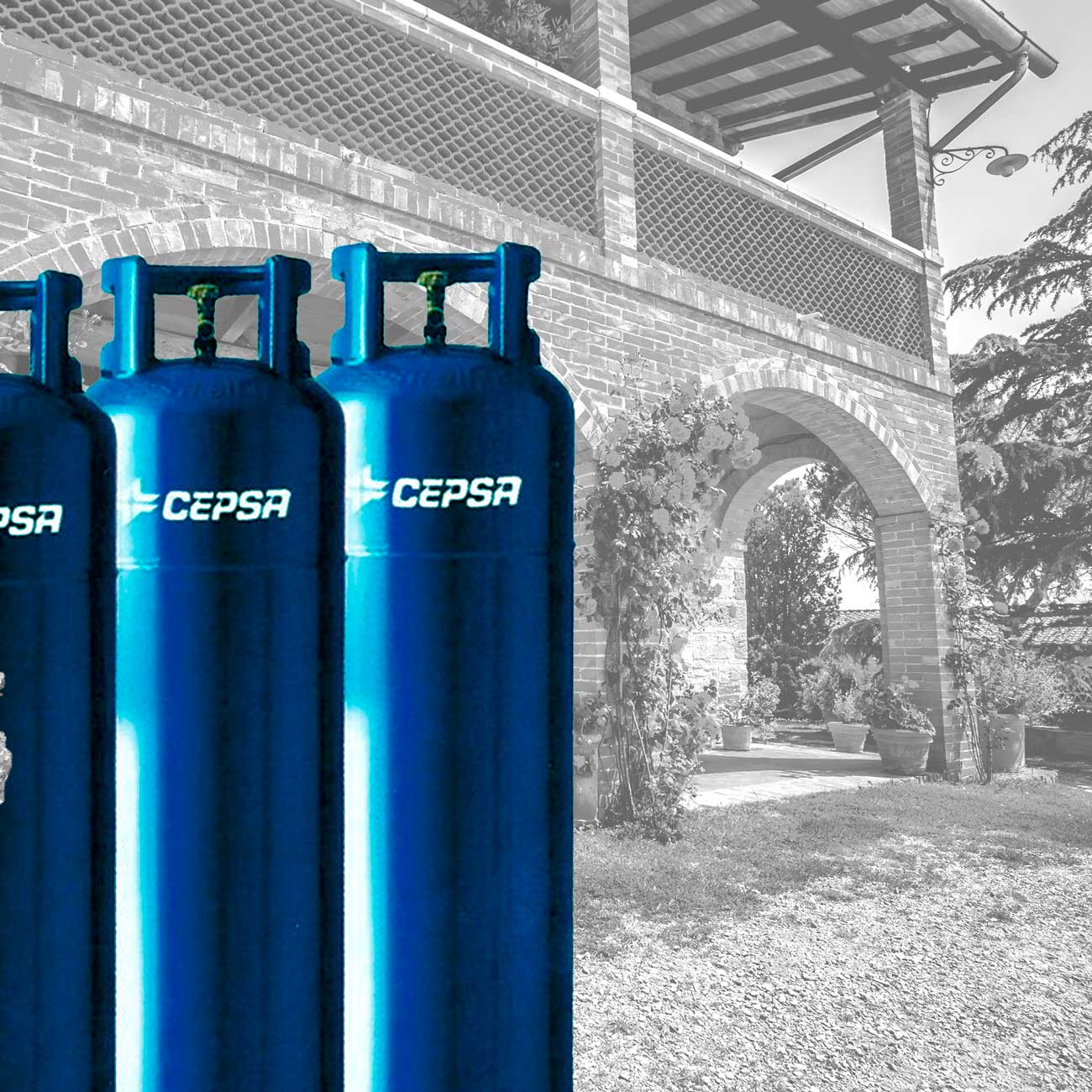 Botellas de 35 kg. de gas propano Cepsa, ideales para entornos cocina, calefacción y agua caliente sanitaria.